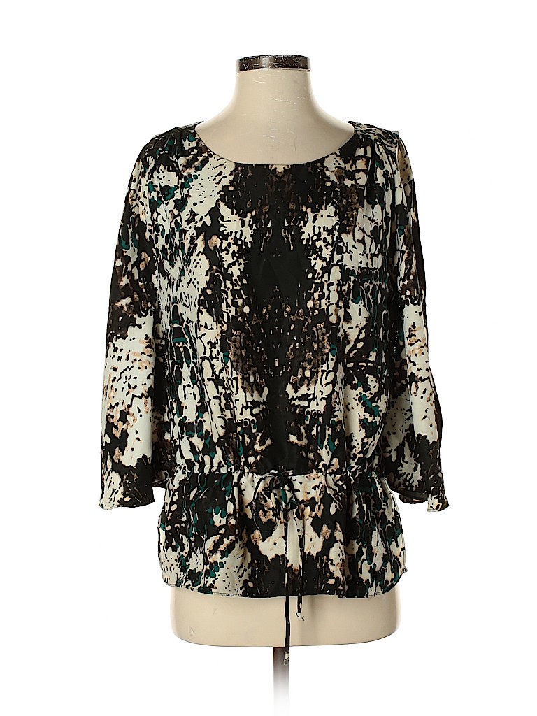 ECI 100% Polyester Brown 3/4 Sleeve Blouse Size S - photo 1