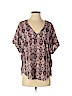 Lush 100% Polyester Burgundy Short Sleeve Blouse Size S - photo 1