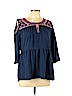 Style&Co 100% Cotton Blue 3/4 Sleeve Top Size L (petite) - photo 1