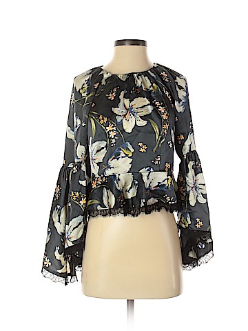 Cinq à Sept Long Sleeve Silk Top (view 1)