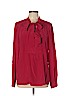 BCBGMAXAZRIA 100% Silk Red Long Sleeve Silk Top Size L - photo 1