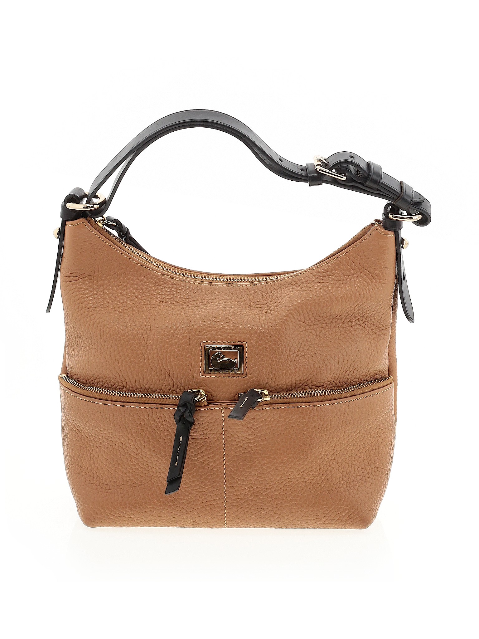 Dooney & Bourke 100% Leather Solid Tan Brown Leather Shoulder Bag One