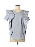 Ann Taylor 100% Cotton Blue Short Sleeve Blouse Size L (petite) - photo 1
