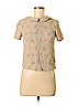 Topshop 100% Silk Tan Short Sleeve Silk Top Size 6 - photo 1