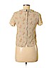Topshop 100% Silk Tan Short Sleeve Silk Top Size 6 - photo 2