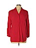 Intro 100% Rayon Red Long Sleeve Button-Down Shirt Size L (petite) - photo 1