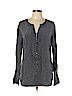Ella Moss 100% Silk Gray Long Sleeve Silk Top Size L - photo 1