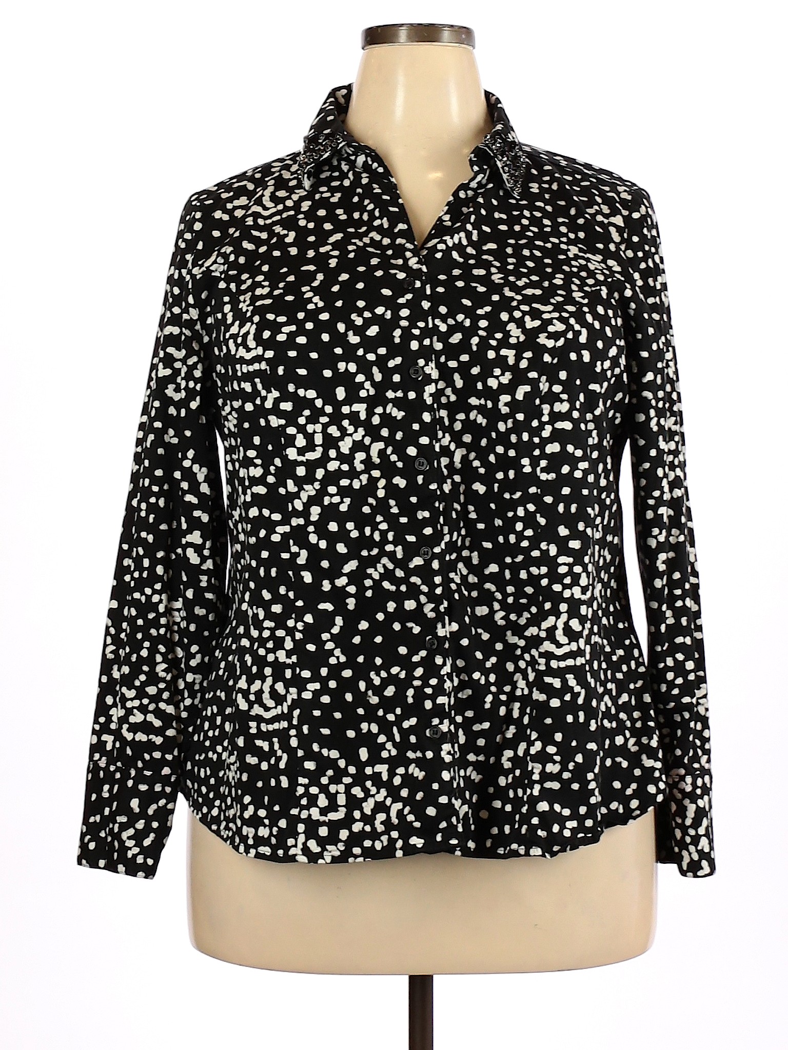Lane Bryant Black Long Sleeve ButtonDown Shirt Size 20 (Plus) 70