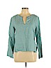 DressBarn 100% Linen Teal Long Sleeve Blouse Size 12 - photo 1