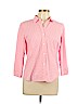 IZOD 100% Cotton Pink 3/4 Sleeve Button-Down Shirt Size L (petite) - photo 1