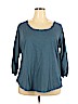 Lane Bryant 100% Cotton Blue 3/4 Sleeve T-Shirt Size 28 - 26 Plus - photo 1