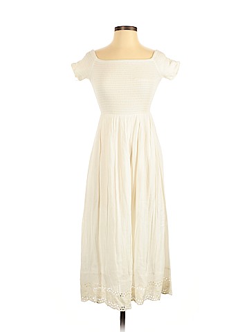 Roxy 100% Viscose Solid Ivory Casual Dress Size XS - 56% off