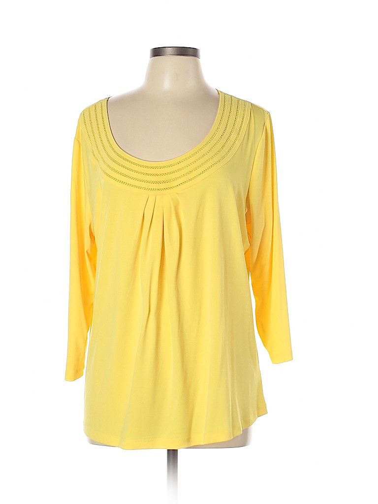 Susan Graver Yellow 3/4 Sleeve Top Size XL - 76% off | thredUP