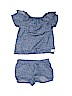 7 For All Mankind Print Blue Short Sleeve Blouse 9-12 MO / 12 MO - photo 1