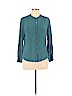 Banana Republic 100% Silk Teal Long Sleeve Silk Top Size 10 (petite) - photo 1