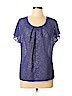 Ann Taylor LOFT Outlet 100% Polyester Blue Short Sleeve Blouse Size L (petite) - photo 1