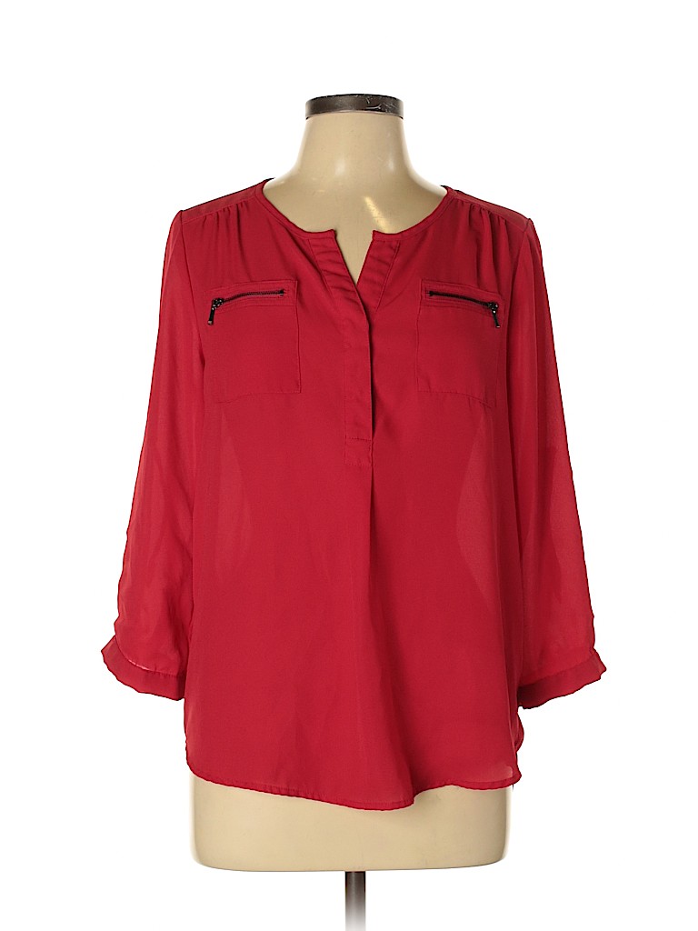 My Michelle 100% Polyester Red 3/4 Sleeve Blouse Size L - photo 1