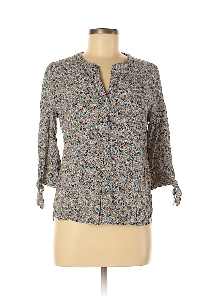 Jane and Delancey 100% Rayon Floral Black 3/4 Sleeve Blouse Size M - 83 ...