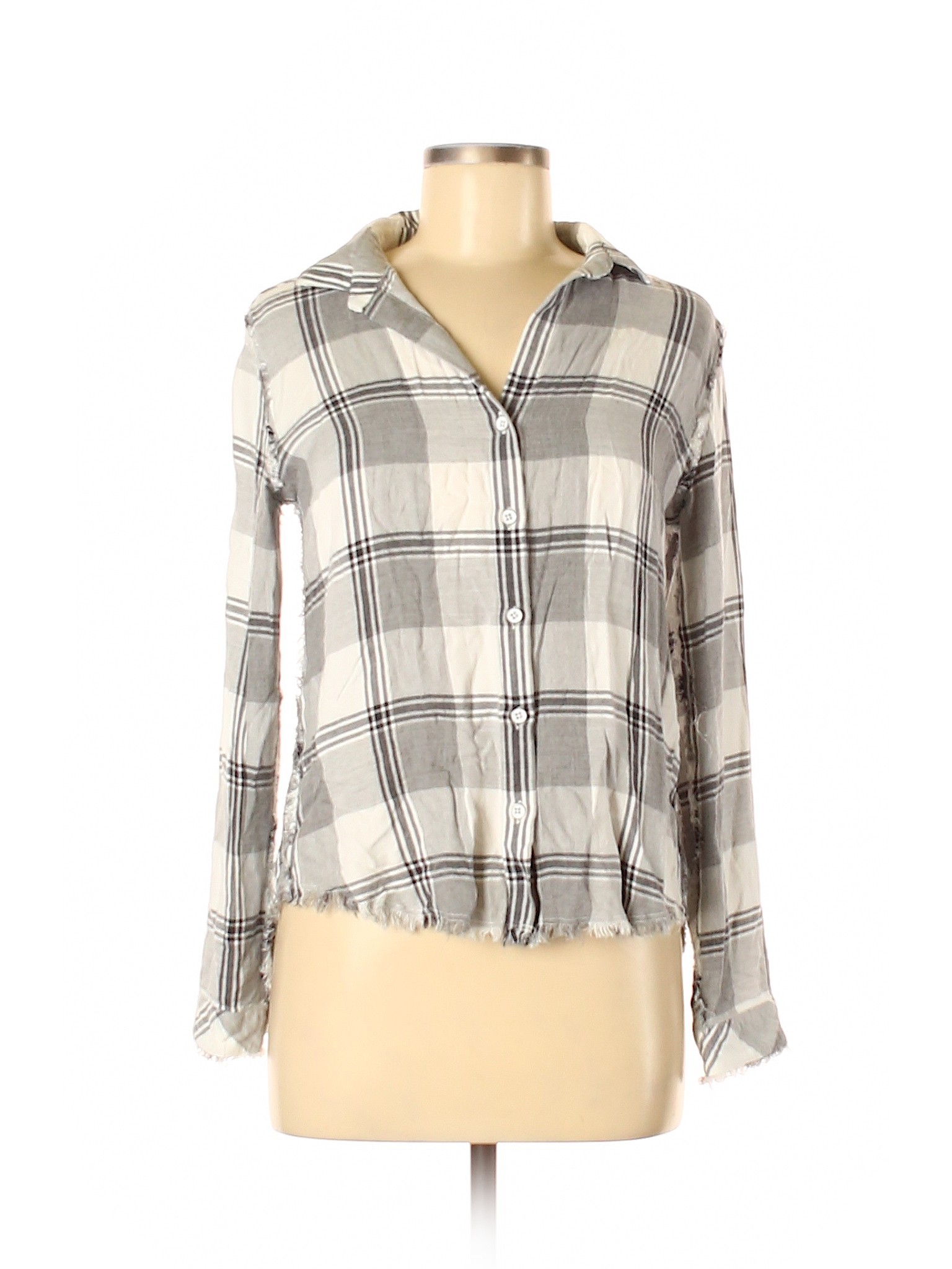 Chelsea & Violet Women Gray Long Sleeve Button-Down Shirt XS | eBay