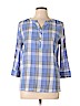 St. John's Bay 100% Cotton Blue 3/4 Sleeve Blouse Size L - photo 1