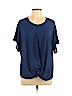 Lush 100% Polyester Blue Short Sleeve Blouse Size XL - photo 1