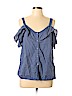 Paige 100% Cotton Blue Short Sleeve Blouse Size L - photo 1