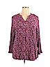 Woman Within 100% Rayon Burgundy Long Sleeve Blouse Size 22 (1X) - photo 1