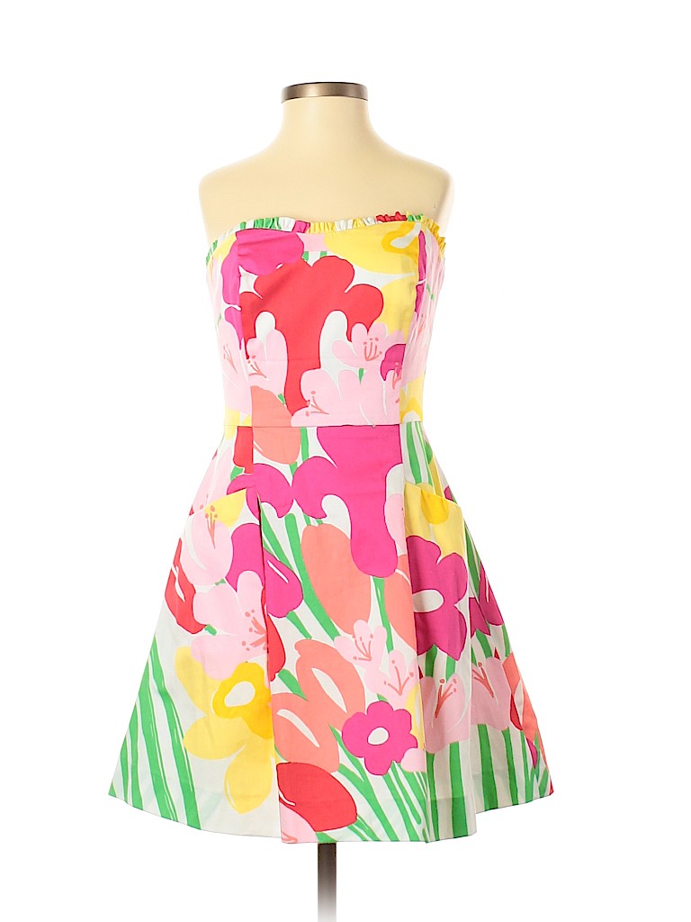 Lilly Pulitzer 100% Cotton Floral Pink White Casual Dress Size 0 - 82% off | thredUP