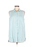 J.jill 100% Linen Blue Sleeveless Blouse Size M (petite) - photo 1