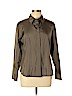 Alfani 100% Silk Brown Long Sleeve Button-Down Shirt Size 12 (petite) - photo 1