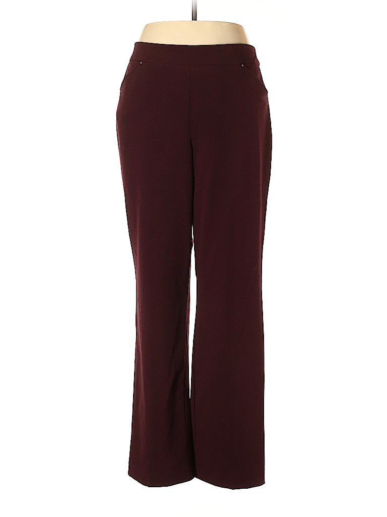 Roz & Ali Solid Maroon Burgundy Dress Pants Size 16 - 20% off | thredUP