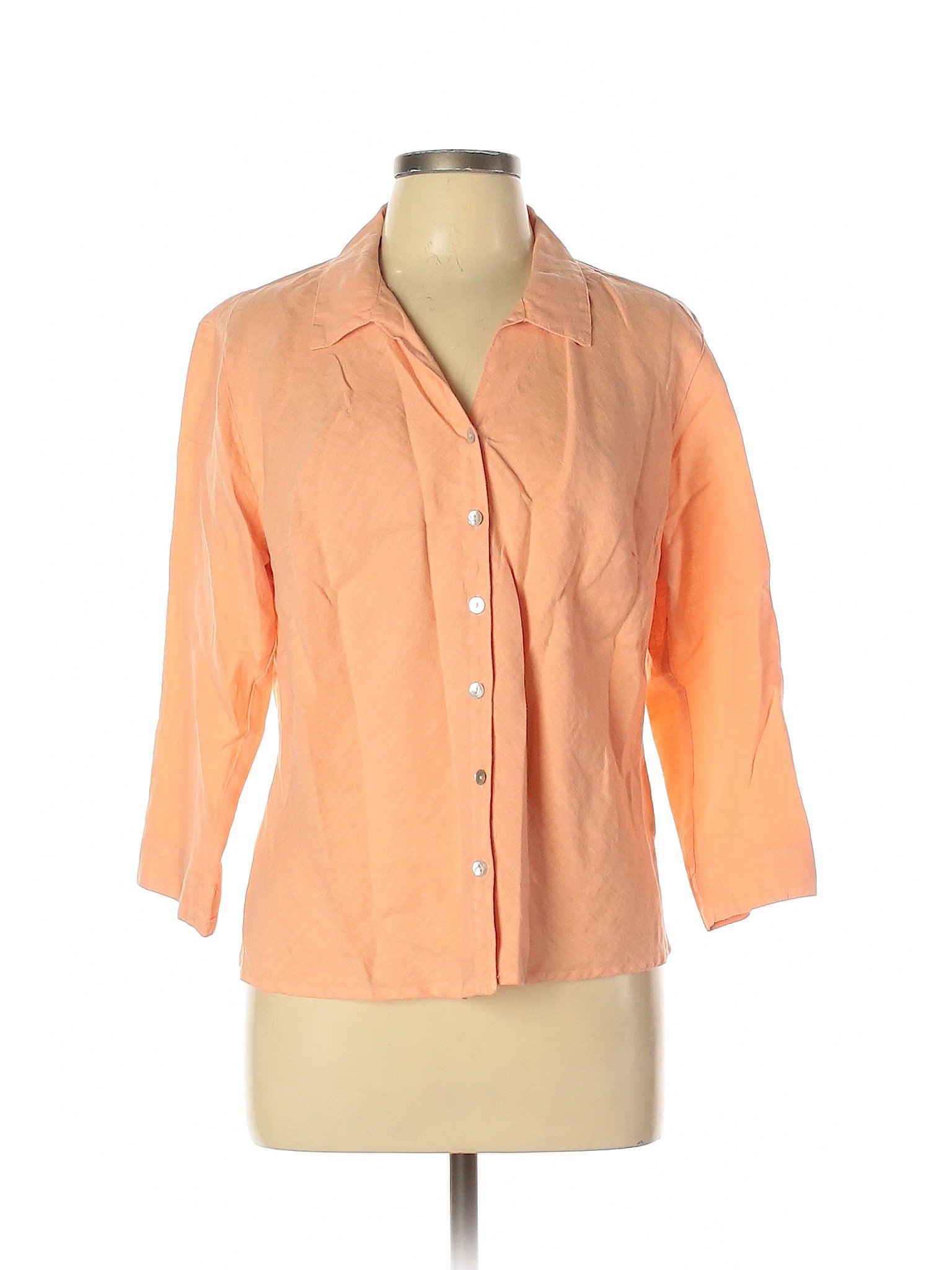 Cut Loose Women Orange 3/4 Sleeve Button-Down Shirt L | eBay