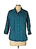 Norm Thompson 100% Cotton Blue 3/4 Sleeve Button-Down Shirt Size 12 (petite) - photo 1