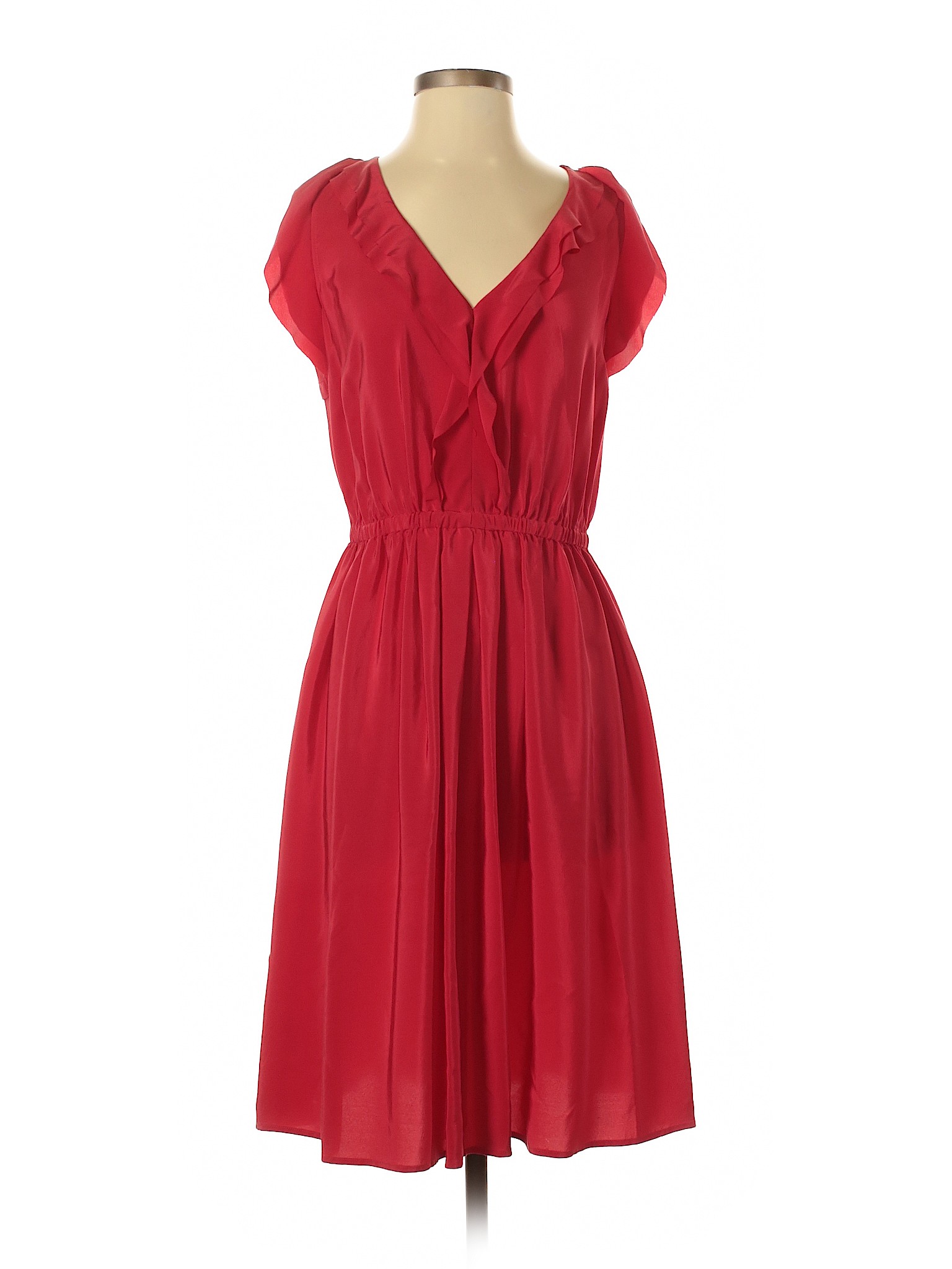 Ann Taylor LOFT Women Red Casual Dress 4 | eBay