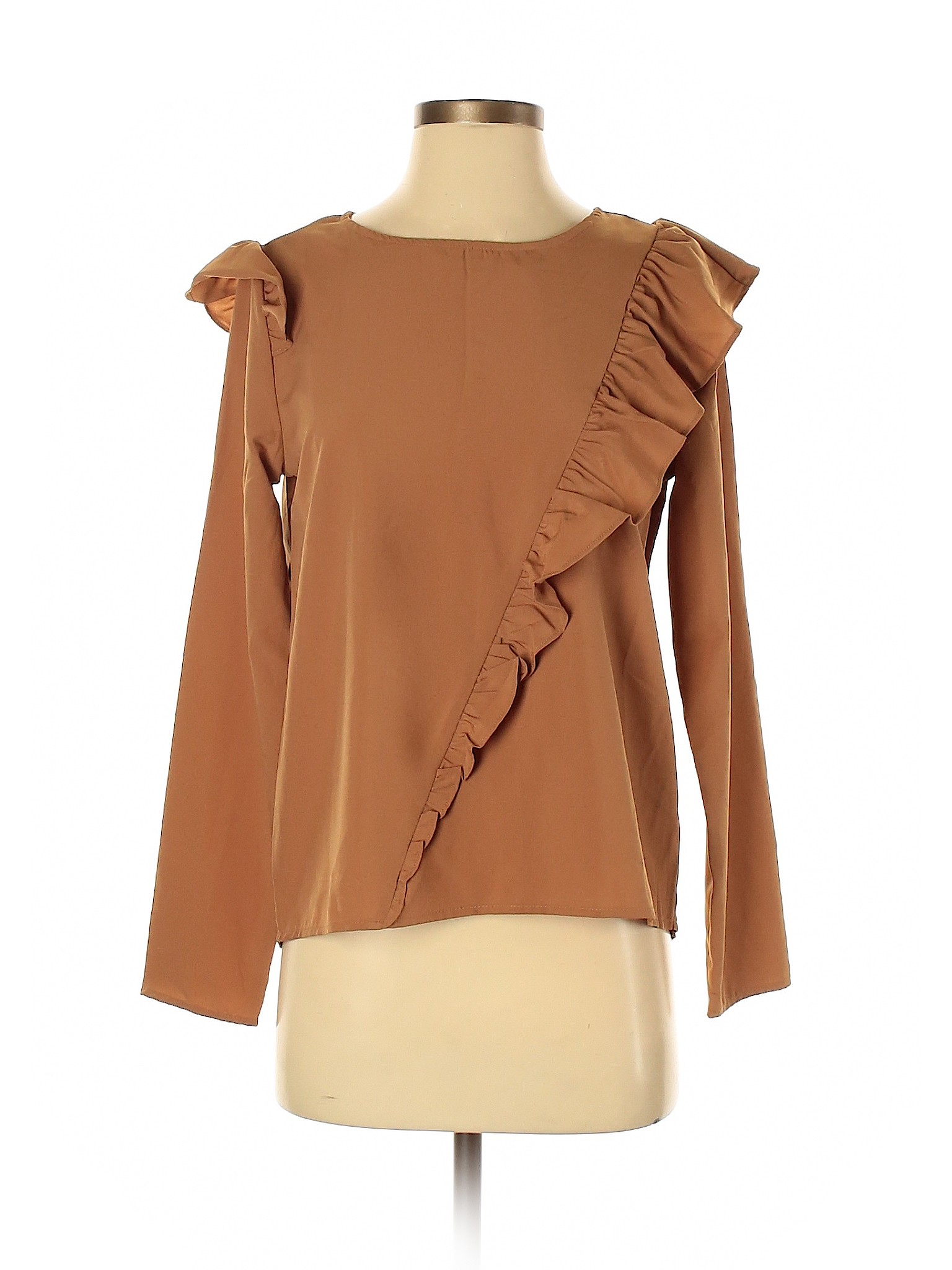 Kensie Women Brown Long Sleeve Blouse S | eBay