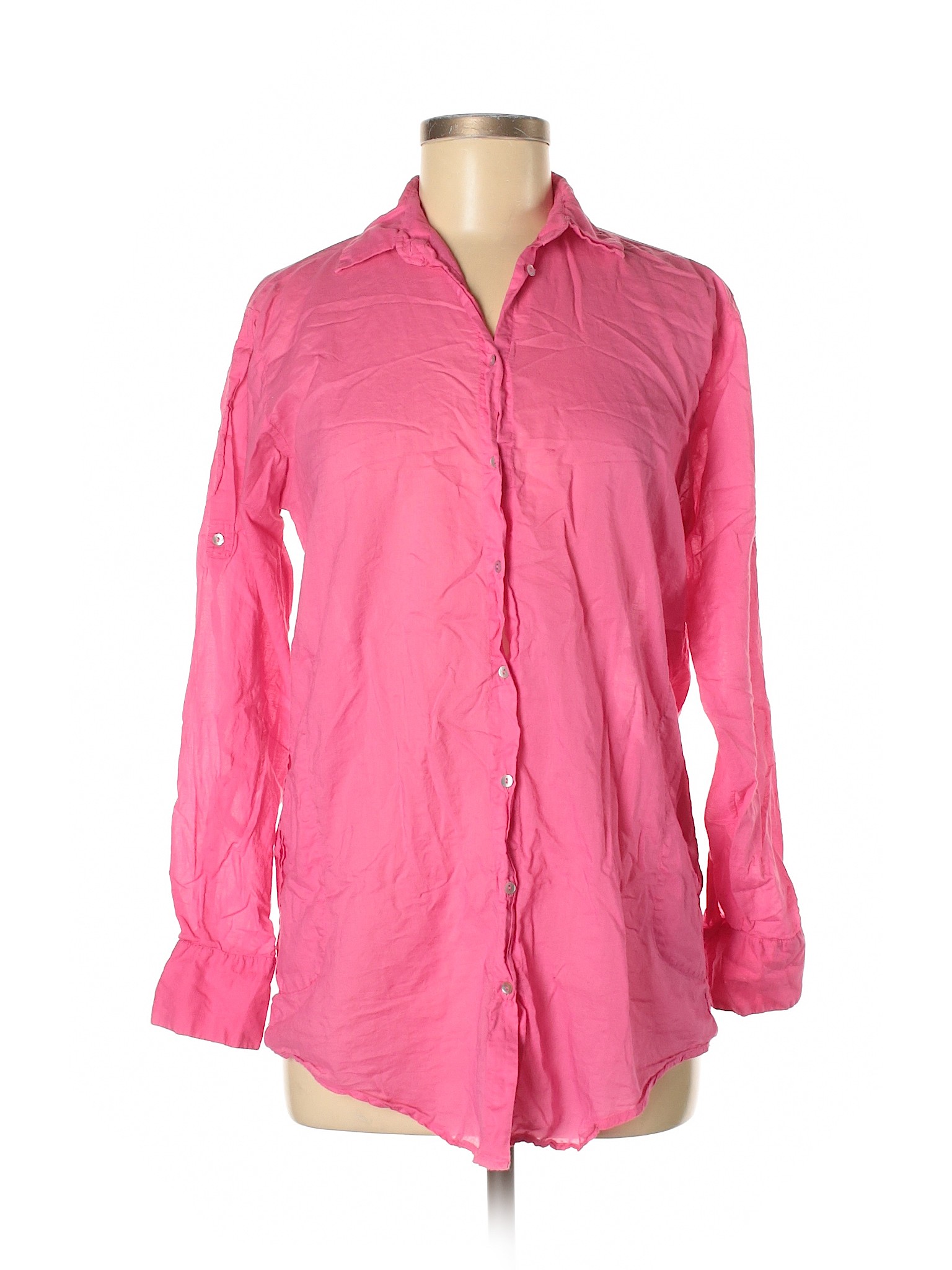 Zara Basic Women Pink Long Sleeve Button-Down Shirt M | eBay