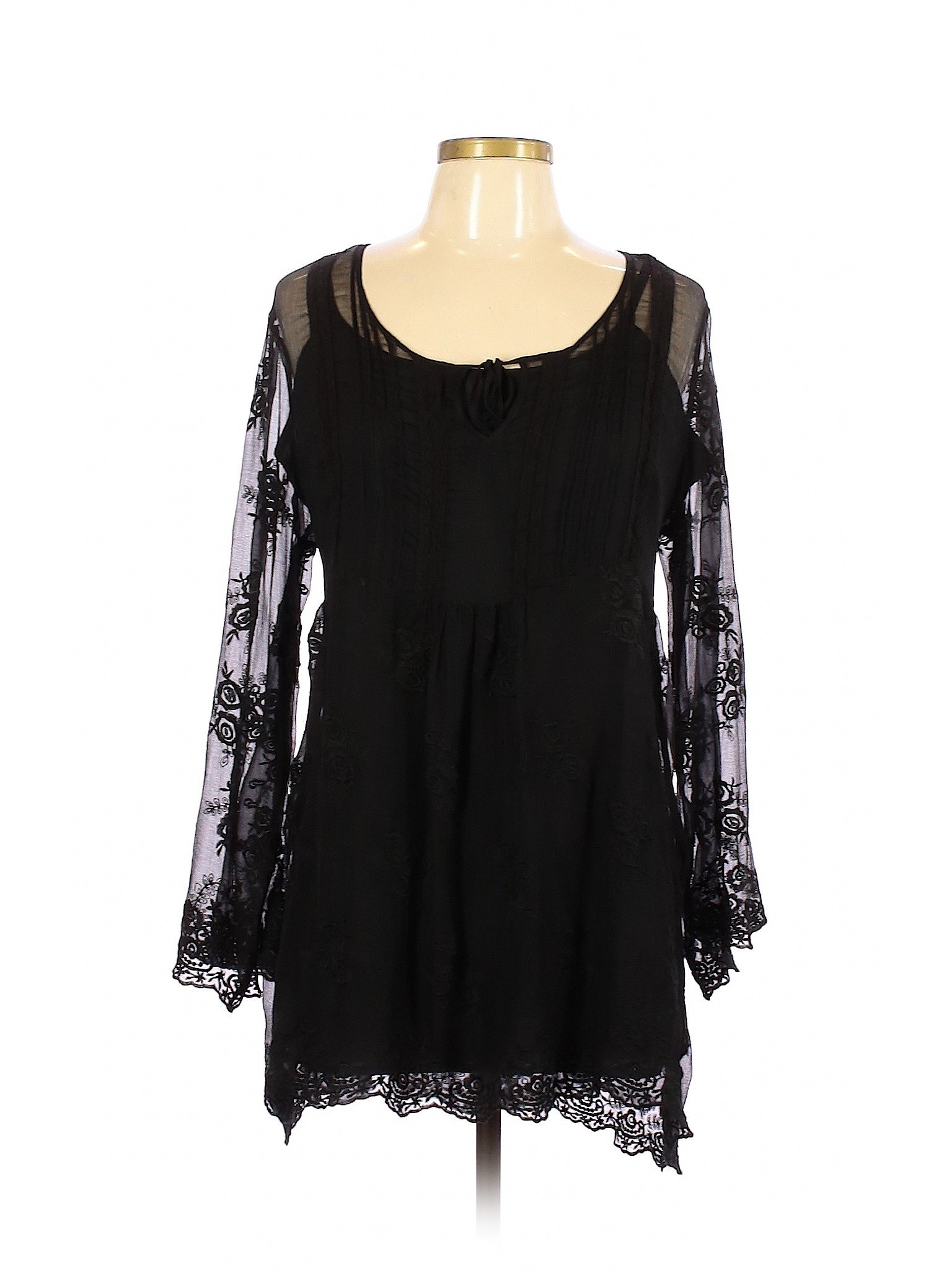 Soft Surroundings Women Black Long Sleeve Silk Top L | eBay