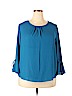 Assorted Brands 100% Polyester Blue 3/4 Sleeve Blouse Size 2X - photo 1
