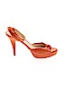 Prada 100% Leather Orange Heels Size EU 39 1/2 - photo 1