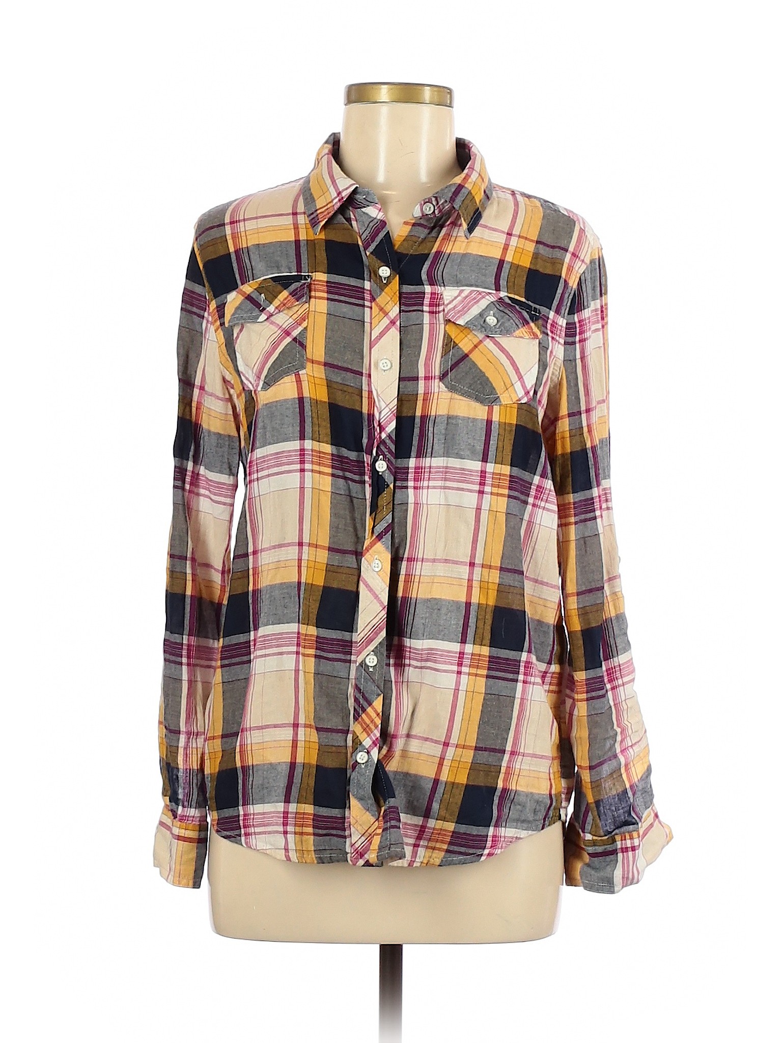 Arizona Jean Company Women Brown Long Sleeve Button-Down Shirt M | eBay