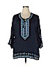 Solitaire 100% Rayon Blue 3/4 Sleeve Blouse Size 2X - photo 1