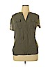 INC International Concepts 100% Polyester Green Short Sleeve Blouse Size XL - photo 1