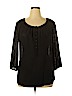 Croft & Barrow Plus 100% Polyester Black 3/4 Sleeve Blouse Size XL - photo 1