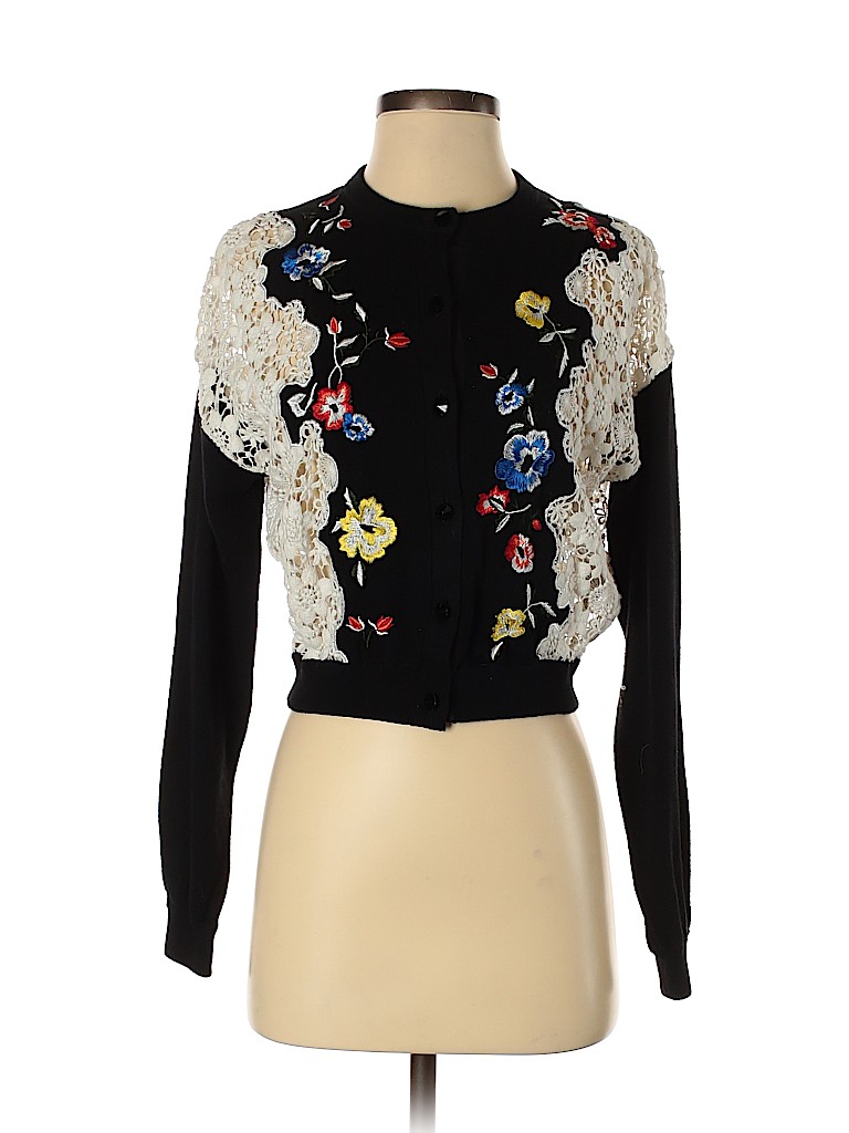 Alice + Olivia Color Block Floral Black Cardigan Size XS - 65% off ...
