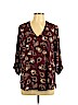 DR2 100% Polyester Burgundy 3/4 Sleeve Blouse Size L (petite) - photo 1