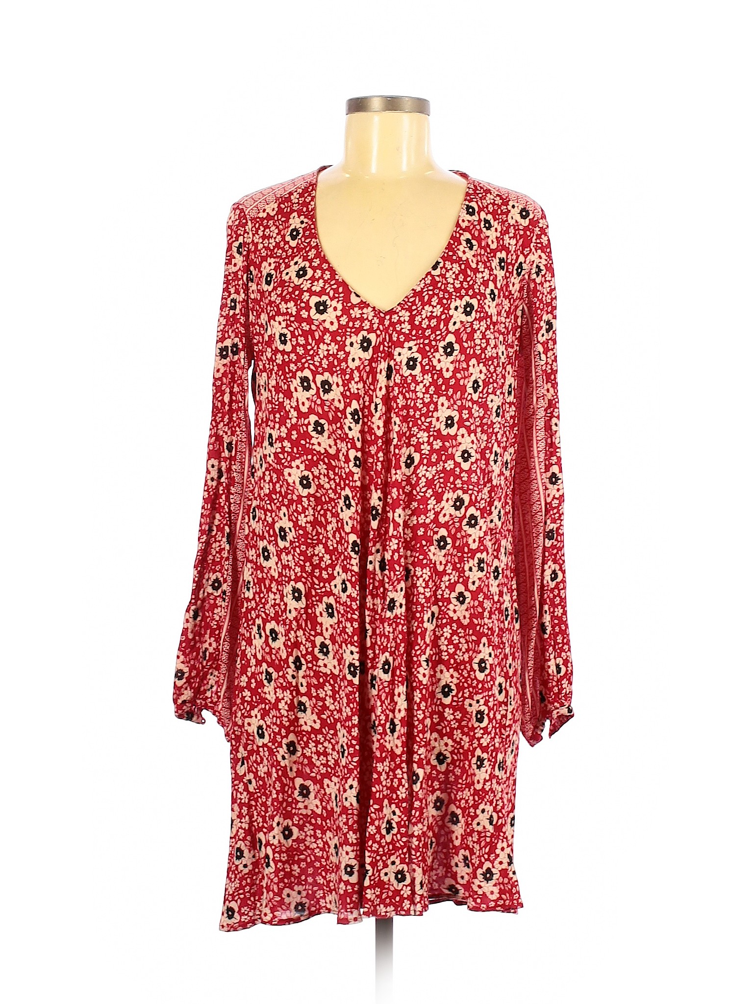 Zara TRF 100% Viscose Floral Red Casual Dress Size M - 81% off | thredUP