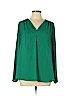 Pleione 100% Polyester Green Long Sleeve Blouse Size L - photo 1