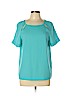 Tibi 100% Cotton Blue Short Sleeve Blouse Size 10 - photo 1