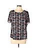 Pleione 100% Polyester Black Short Sleeve Blouse Size L (petite) - photo 1