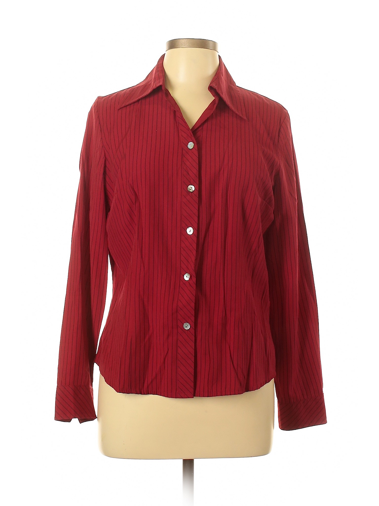 womens red button down blouse